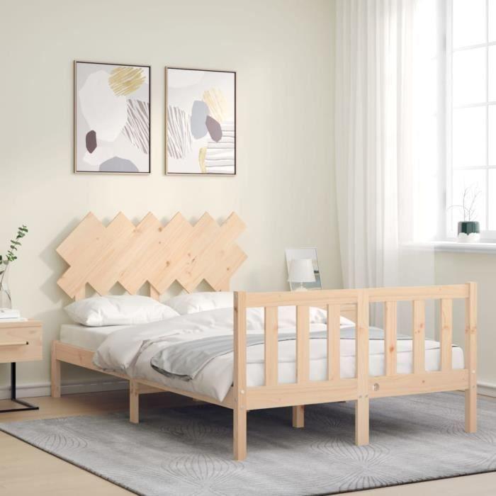 VidaXL Cadre de lit avec tête de lit 120x200 cm bois massif 3193461