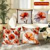 Poppy Floral Print Square Throw Pillow Cases Pattern Cushion Cover Suitable For Sofa Bedroom Car Pillow Cover