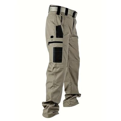Arbeitshose mit geradem Bein und Farbblockdesign für Herren, lockere, lässige Outdoorhose mit mehreren Taschen, Arbeitshose für Bergsteiger für Herren