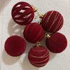 6Cm Christmas Balls Decoration Red Flocked Xmas Balls Christmas Tree Hanging Ornaments Spheres Pendant  New Year Home Decor