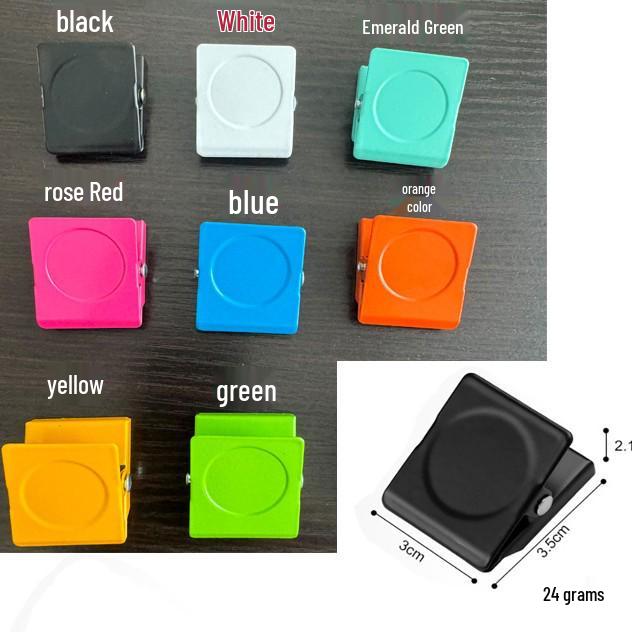 

30mm Strong Square Metal Magnet Clip - Available in Black & White, 4 Sizes 30mm срібний