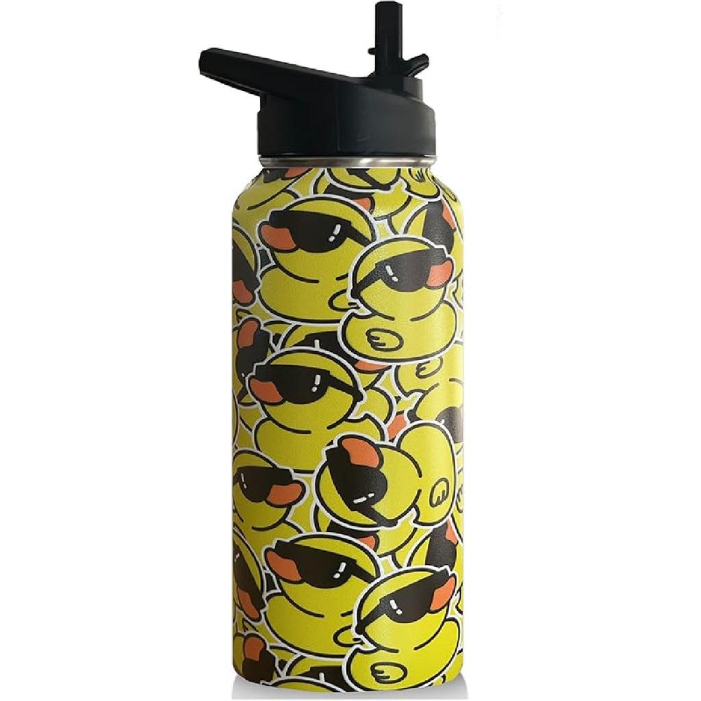 32oz Soccer Water Bottle Insulated Vacuum Stainless Steel Tumbler Travel Mugs With Straw for Gym Camping Hiking