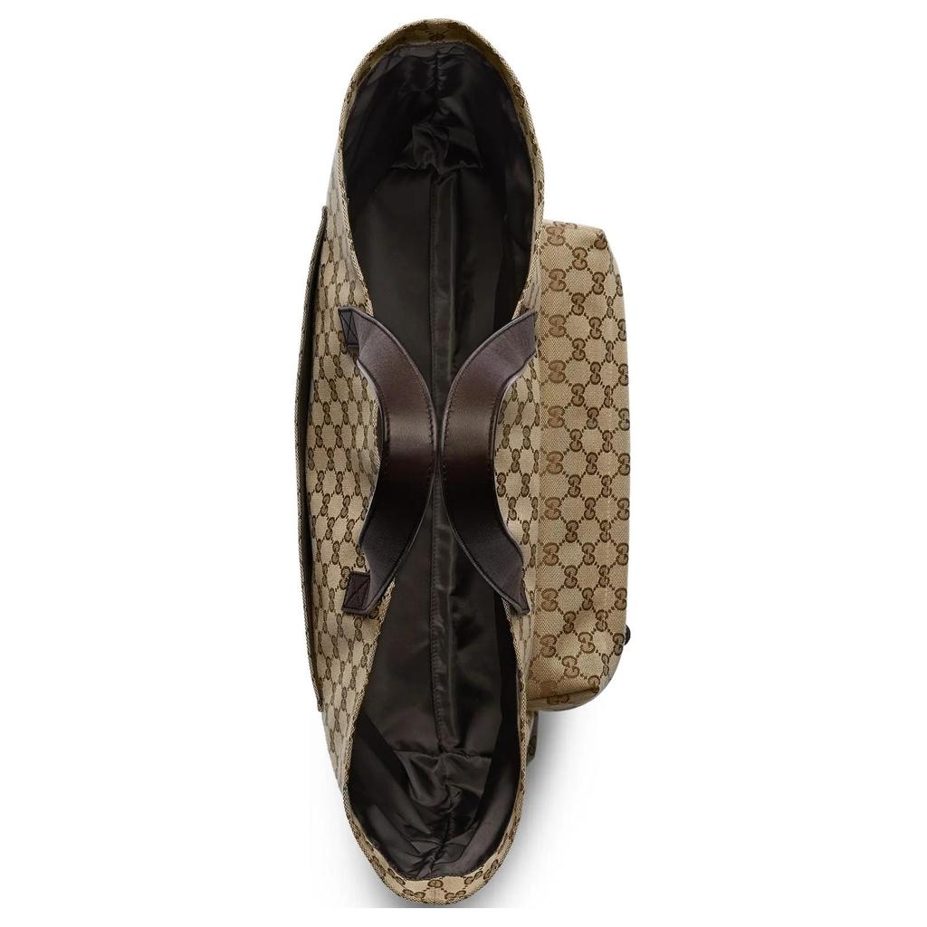 Gucci GG Supreme Canvas Front Pocket Tote Bag With Web Stripe In Beige For Unisex Daily Use