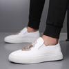 Fashion Trend Designer New Men Thick-soled Loafter Men's Black White Embroidery Leather Shoes Male Walking Sneakers Tenis Masculino