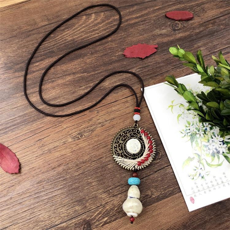 

Ручной работы оригинальное ретро керамическое нефритовое ожерелье литературная женственность универсальная простая длинная цепочка-подвеска для свитера