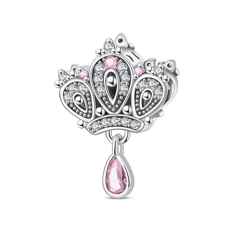 Copper Metal Princess Crown Charm Bead Component Cake Trojan Bead Component Pendant Bead Component Compatible With Authentic Original Necklace