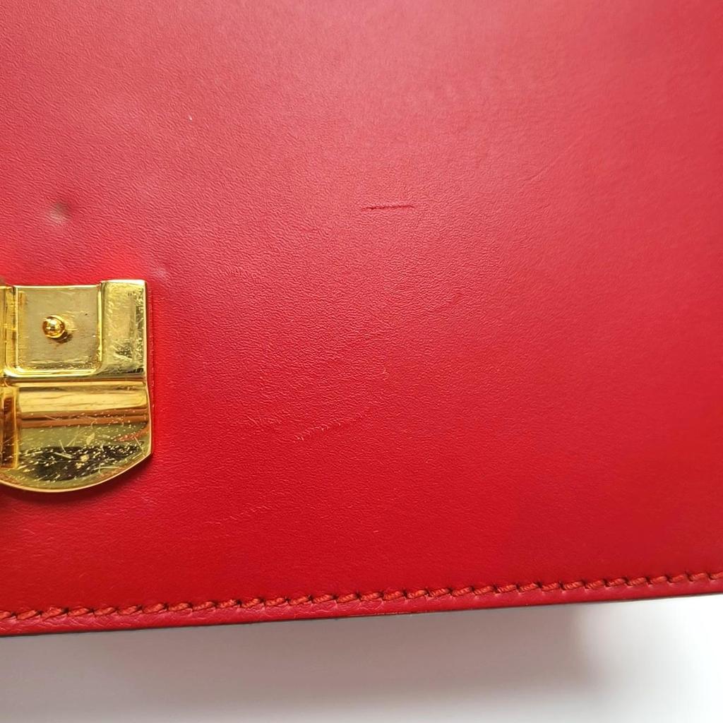 [Pre-Owned] Sylvie Gold Buckle Striped Web Ribbon Bow Wide Shoulder Strap Leather Shoulder Crossbody Handbag Small - Fair #A0MMC6