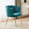 Moderner Samt-Wohnzimmer-Sessel, Polsterstuhl mit Blütenrückenlehne und vergoldeten Metallbeinen und Schmetterlingskissen für Schlafzimmer/Esszimmer