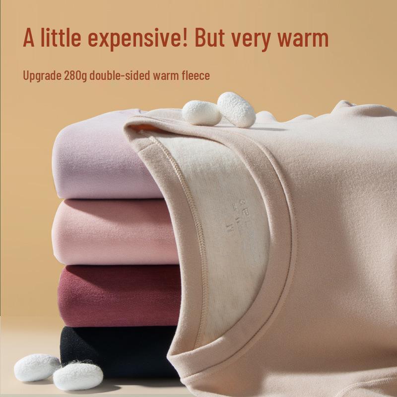 2025 Women's German Velvet Wool Silk Warm Underwear Set - Thick Base Layer for Autumn