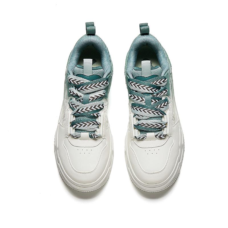 Anta Micro Sugar Bread Shoes Couple Color Matching Fashion Casual Wear Durable Lightweight Low-Top Skate Shoes Men Sneakers White Green 912348001-7