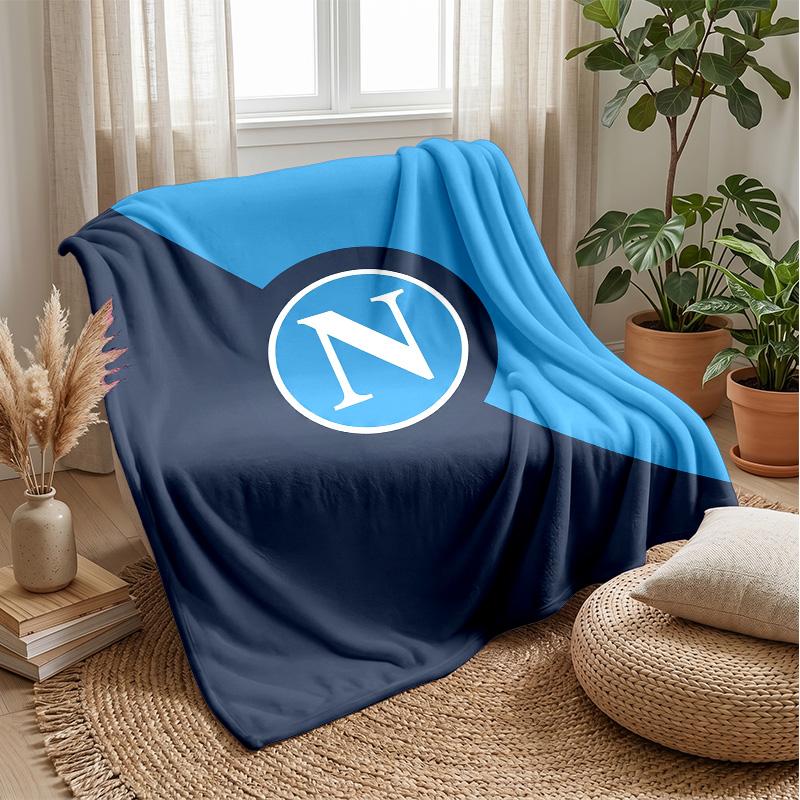 Coperta in Pile di Flanella Morbida Napoli FC Leggera Accogliente Calda Coperta da Lancio per Divano Letto Decorazione per la Casa