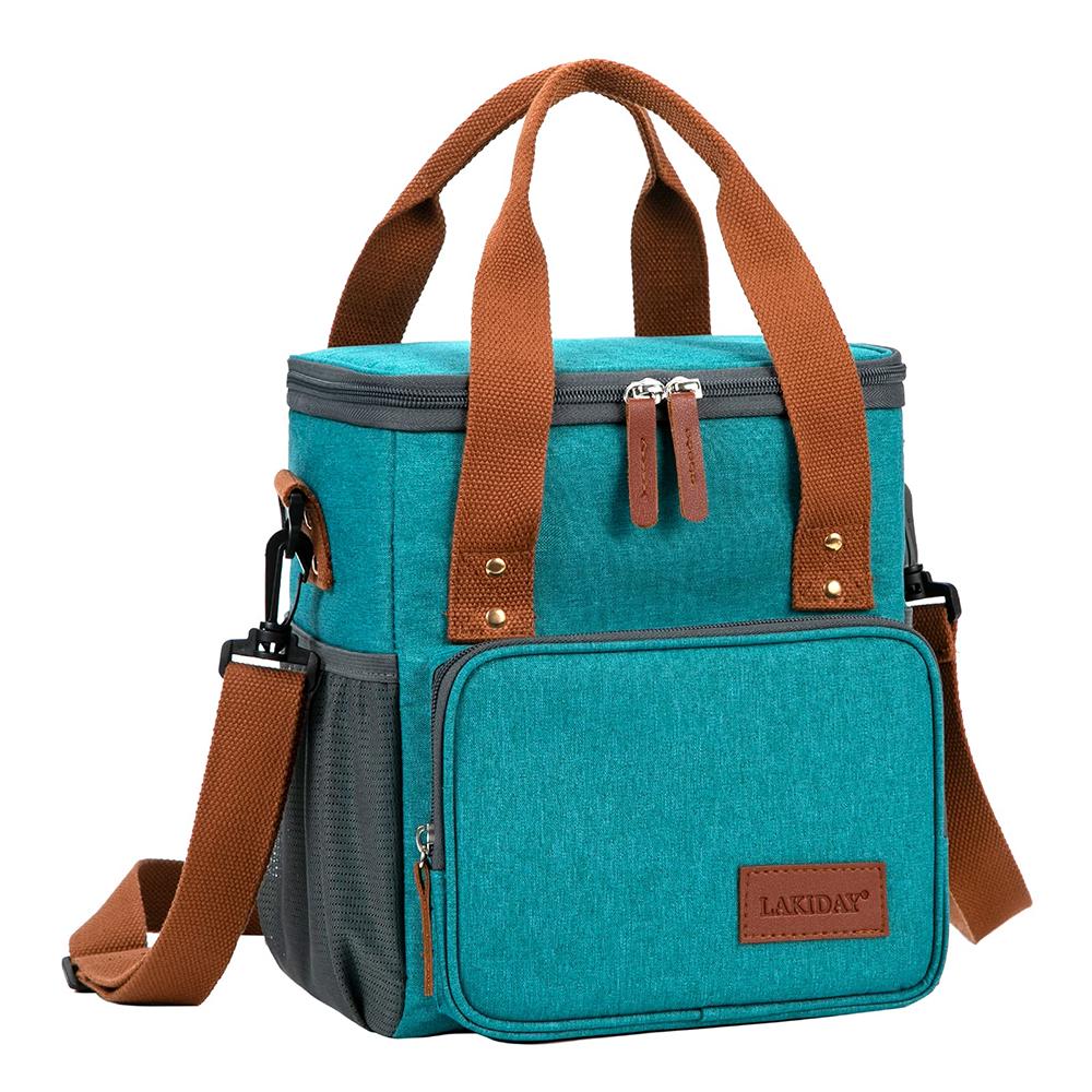 

Модная большая сумка-тоут, термоизолированная сумка для ланча для женщин и мужчин, многоразовые сумки-холодильники для пикника с регулируемым плечевым ремнем темно-зеленого