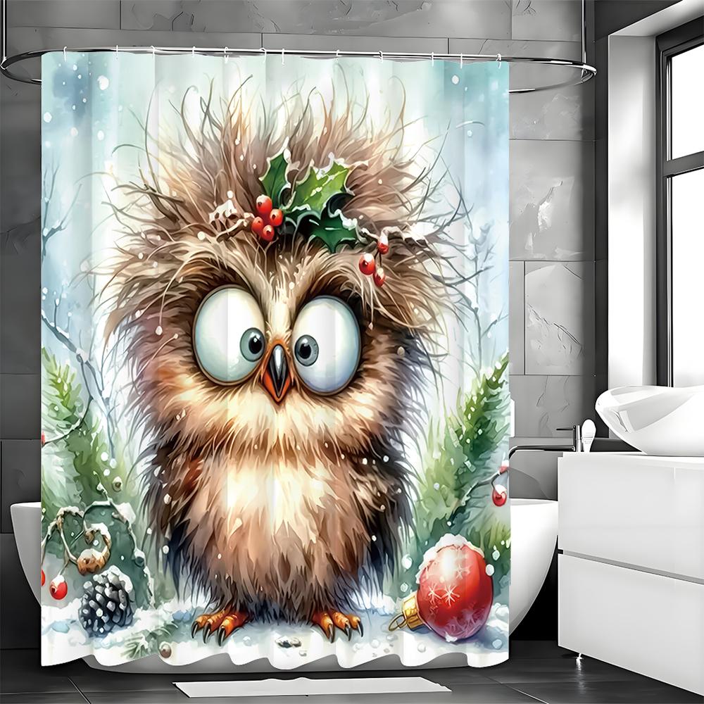 Cute cartoon eagle shower curtain, bathroom decoration shower curtain, waterproof shower curtain with hanging