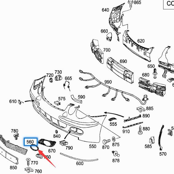 Chrome-Plated Front Fog Light Frame for Mercedes-Benz E-Class W211 E260