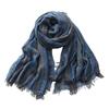 Retro Unisex Cotton Linen Scarf: Color Block Stripes with Tassels, Wasteland Style for Autumn/Winter