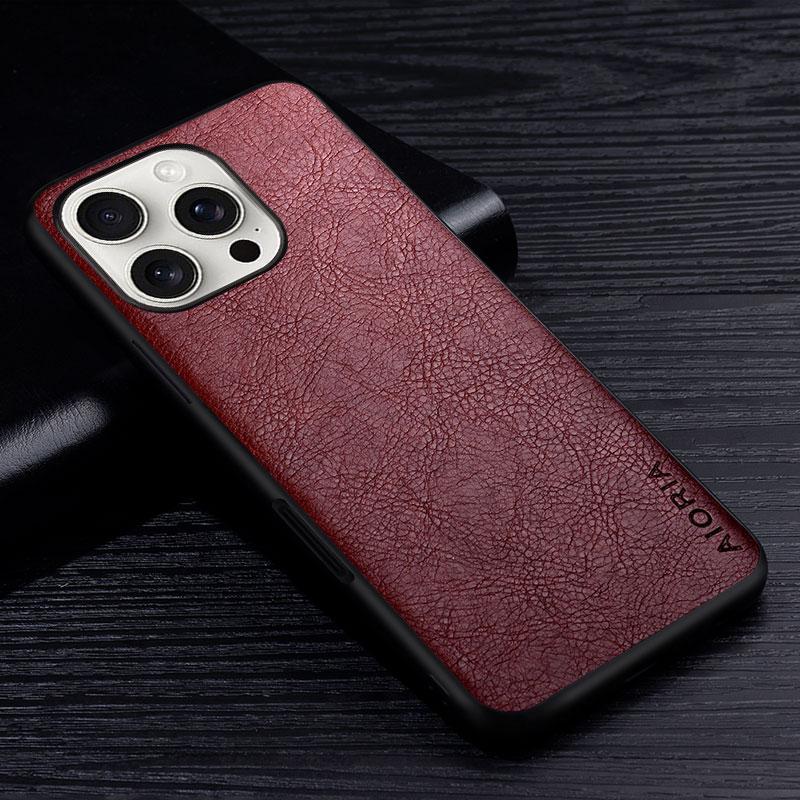 

Кожаный чехол для iPhone 16 Pro Plus Max Роскошный ретро-чехол с текстурой личи для iPhone 16 pro max iphone 16 Pro Max кофейный