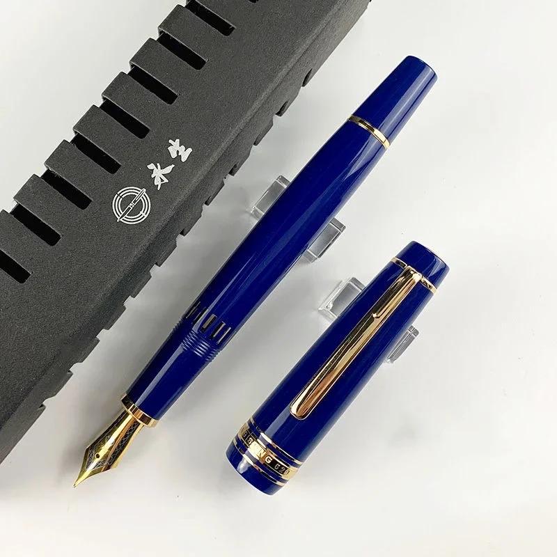 Neuer Yongsheng Wingsung 629 Kolbenfüller Iridium Gold EF F Feder Schwarz Dunkelblau Harz Schreibtinten Stifte Hohe Qualität