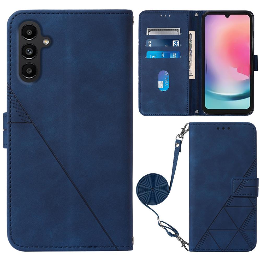 

Кожаный чехол для Samsung Galaxy S23 FE с плечевым ремнем, кошельком и подставкой, чехол для телефона Sapphire