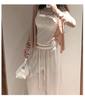 Women's White Linen High-Waisted Wide-Leg Pants - Spring Style, Drapey, Sun Protection, Cotton-Blend Casuals