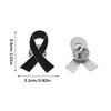 1/5/10Pcs Black White Ribbon Pin Badge Brooch Funerals Memorial Pin Enamel Black Ribbon Badge Mourning Badge Funeral Pin Brooch
