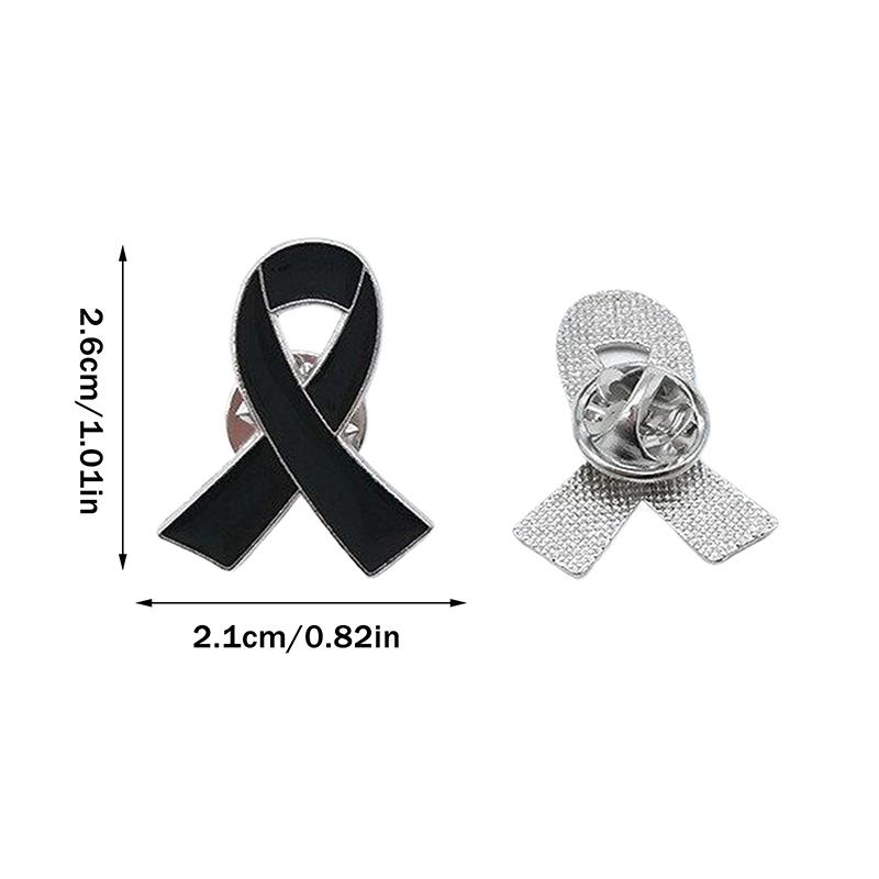 1/5/10Pcs Black White Ribbon Pin Badge Brooch Funerals Memorial Pin Enamel Black Ribbon Badge Mourning Badge Funeral Pin Brooch