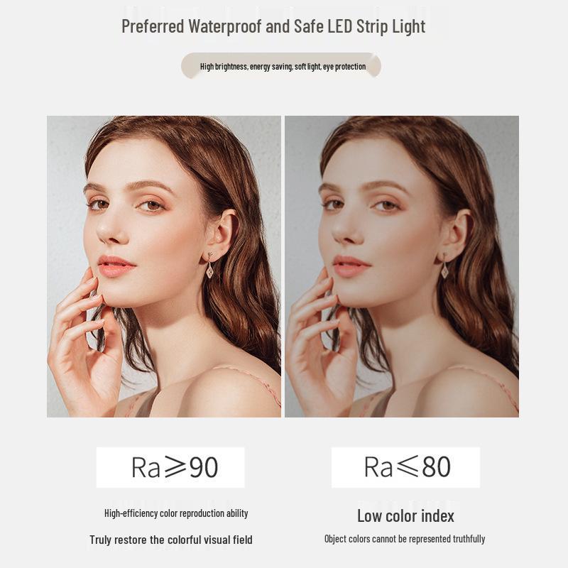 Oval LED Illuminated Aluminum Bathroom Mirror with Smart Makeup Features