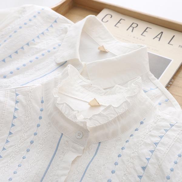 2023 Spring/Autumn Fresh Embroidered Cotton Women's Long Sleeve Casual Shirt