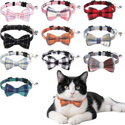 10 Adet Papyonlu ve Çanli Kopabilen Kedi Tasması Çıkarılabilir Papyon Ekose Kedi Tasması Kediler Yavru Köpekler için Yavru Tasmalari Doğum Günü Dekorasyonu Parti Malzemeleri