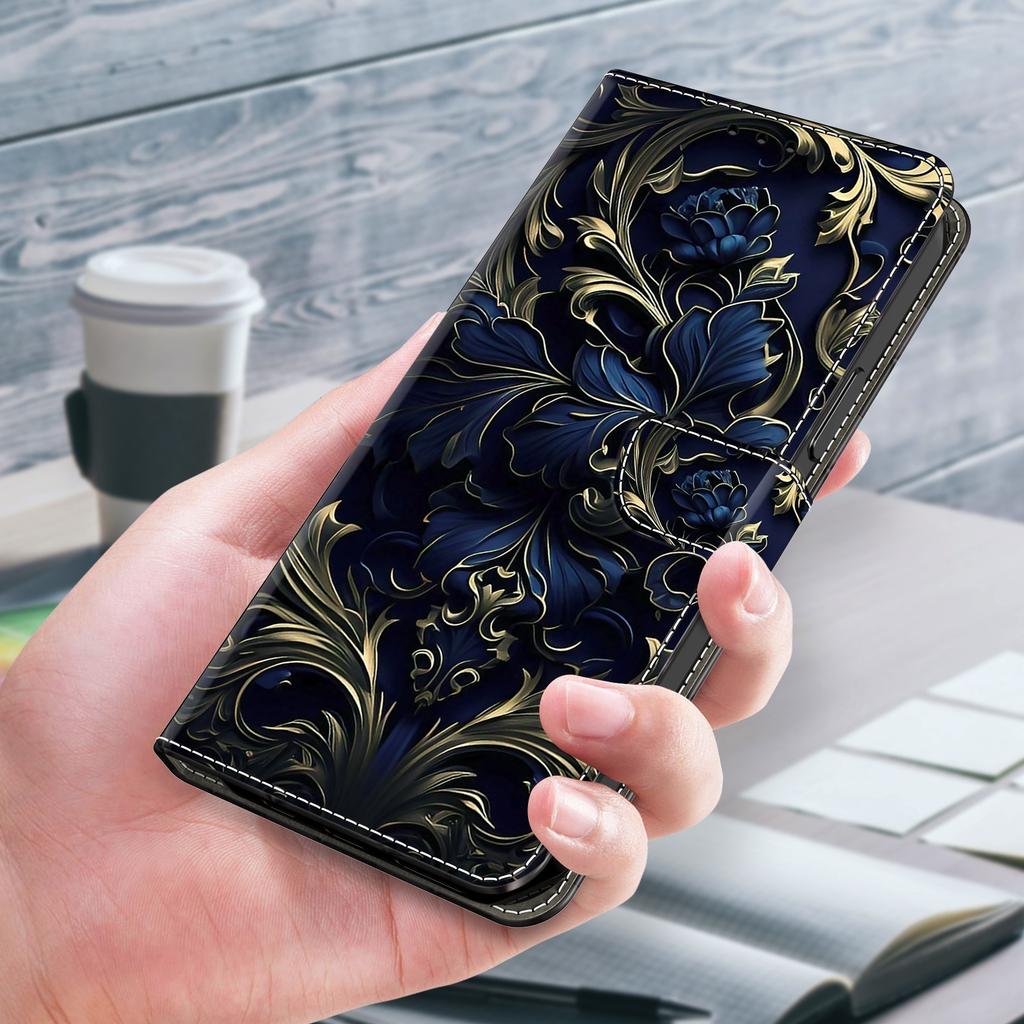 For Xiaomi Redmi Note 13 4G Leather Case Printed Pattern Wallet Stand Phone Cover