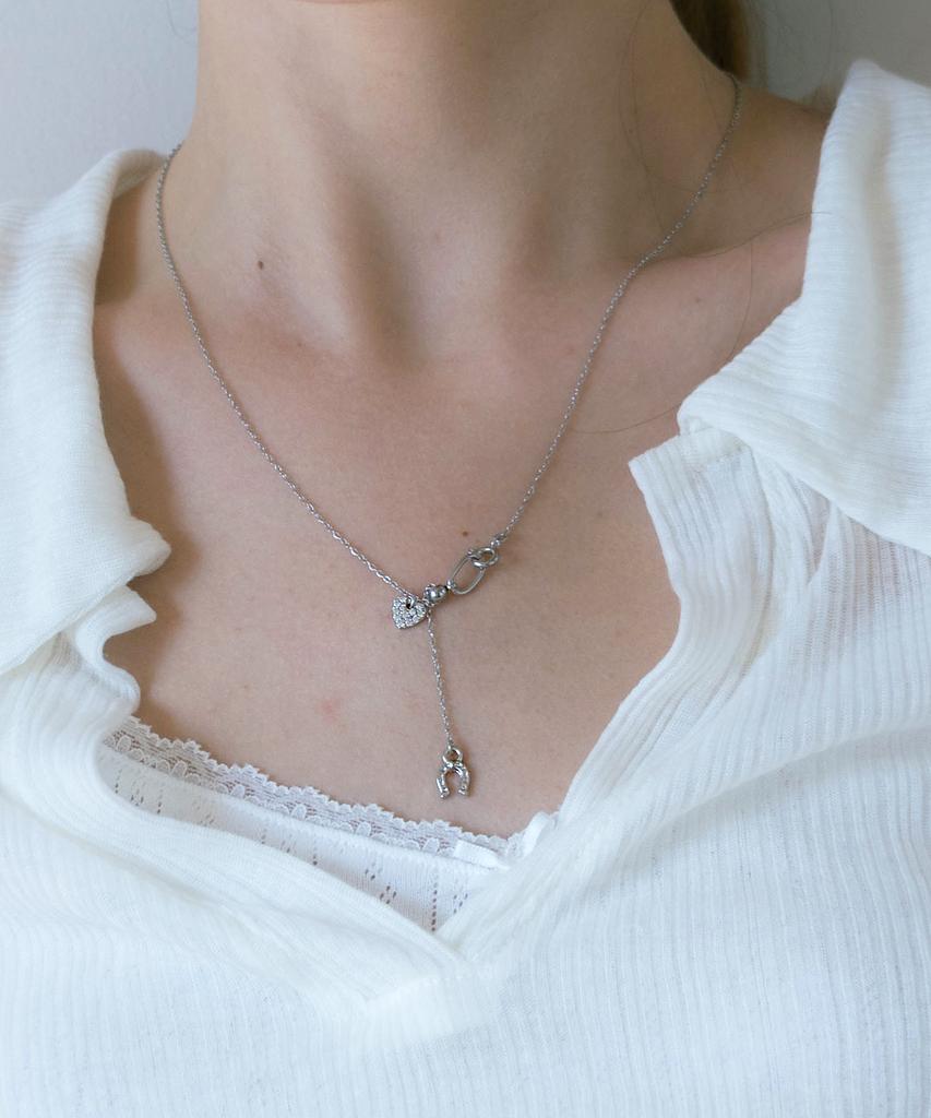 Pearly More Mini Cubic Heart Necklace_Pm26N019Ss