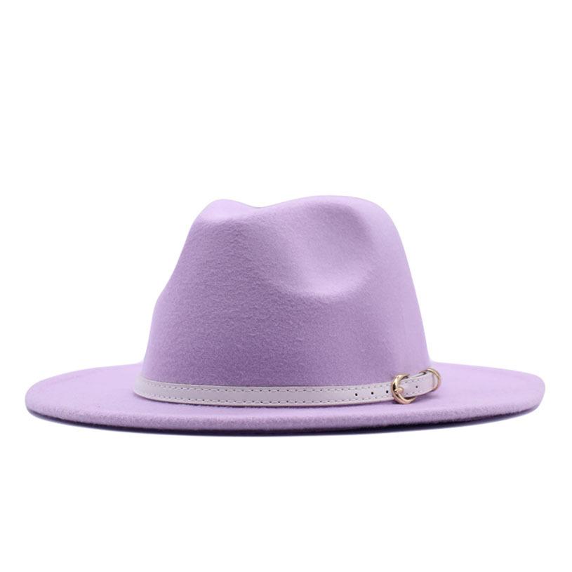 New spot European and American flat-brimmed felt jazz hat, British gentleman's retro woolen fashion felt hat