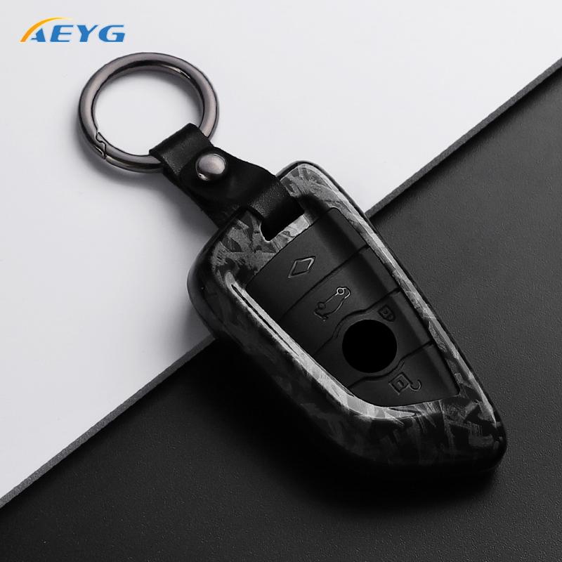 Abs Carbon Fiber Car Key Case Cover For Bmw X1 X3 X5 X6 X7 1 3 5 6 7 Series G20 G30 G11 F15 F16 G01 G02 F48 Keychain Accessories