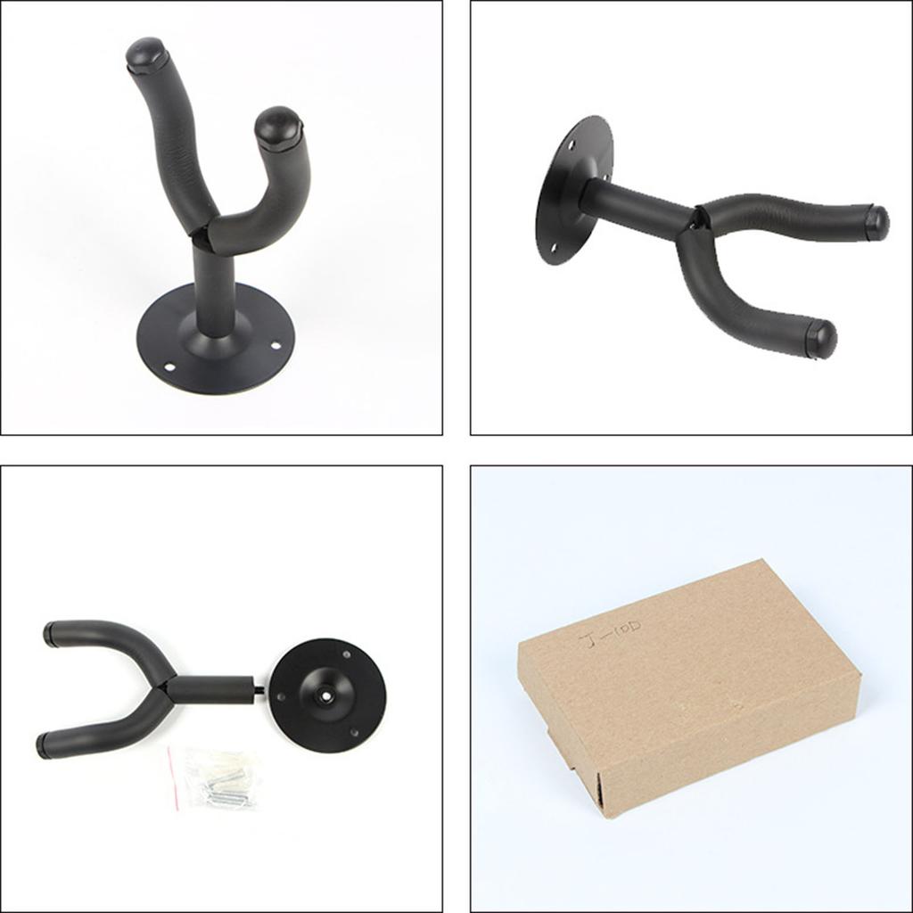 4 szt. Wieszak Haczyk na Gitarę Ścienny Uchwyt Metalowy Okrągły Czarny Uniwersalne Akcesoria do Instrumentów Akustycznych Elektrycznych Basowych