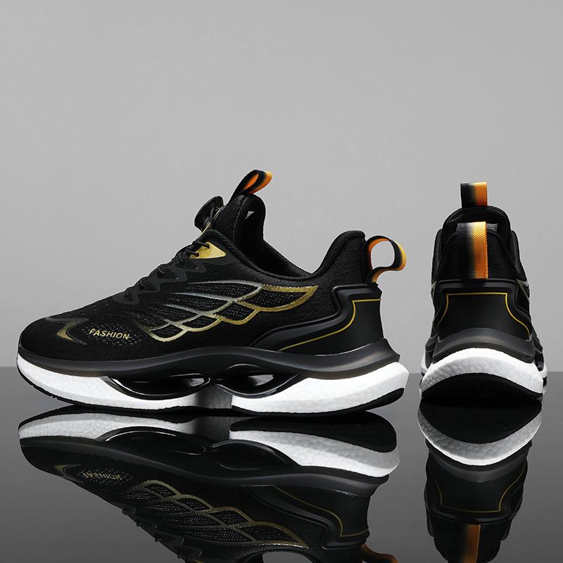 Men'S Casual Shoes Shockproof Comfortable Real Explosion Breathable Technology Rotating Button Trend Sports Shoes