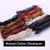 Wax Round Shoelaces for Boots and Dress Oxford Shoes Cotton Waterproof ShoeLaces Solid Polyester Rope Tie Long 80/100/120/140cm
