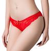 Ladies' Sexy Seamless Briefs Hollow Lace Low Waist Triangle Panties Ruffled Edges Bow Underwear