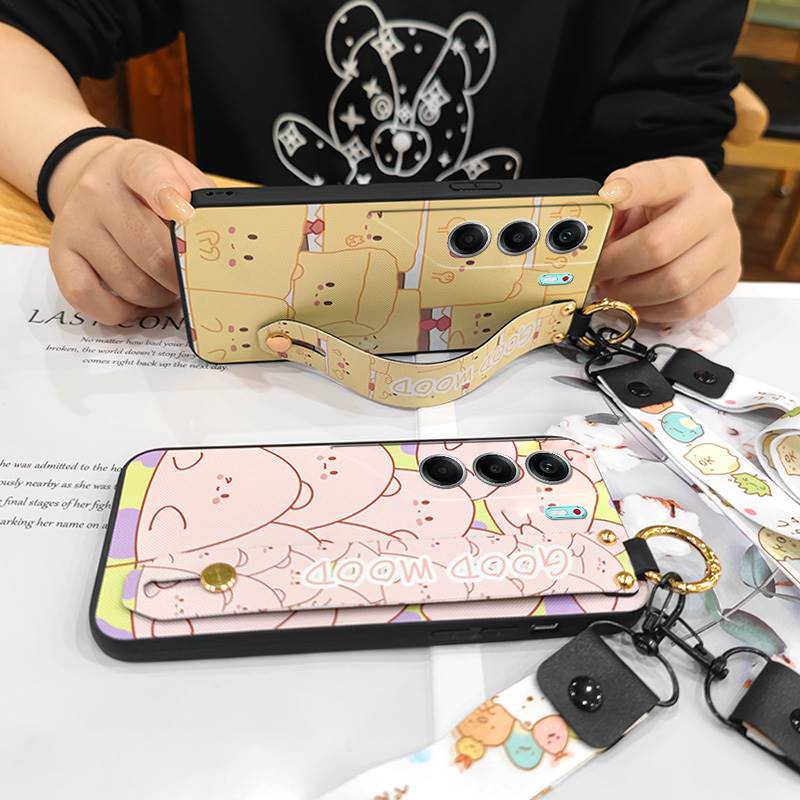 Shockproof Lanyard Phone Case For Tecno Camon40 4G/CM5 Wrist Strap Waterproof Silicone Wristband Cartoon Phone Holder