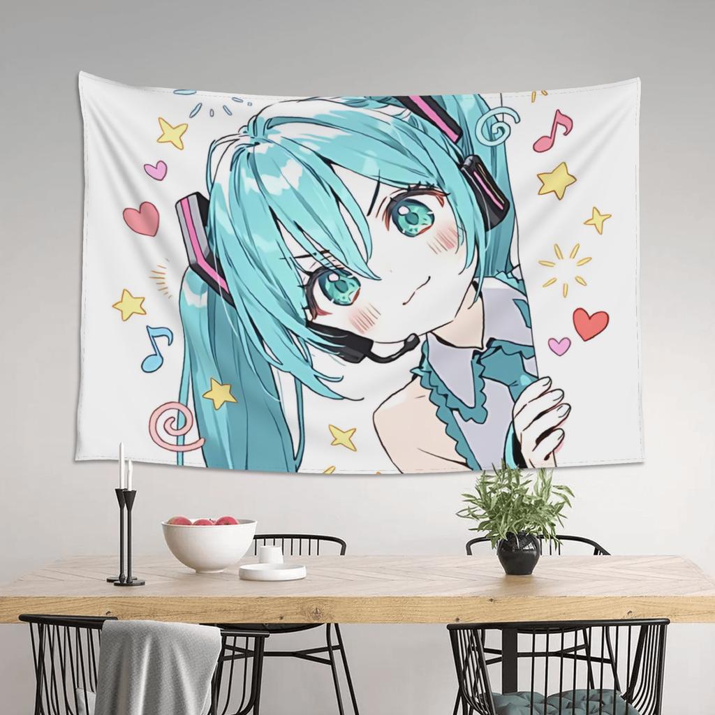 Cutecore Hatsune Miku Tapestry Bedroom Decoration Wall Hanging Blanket Tapestry Cool Stuff For Room