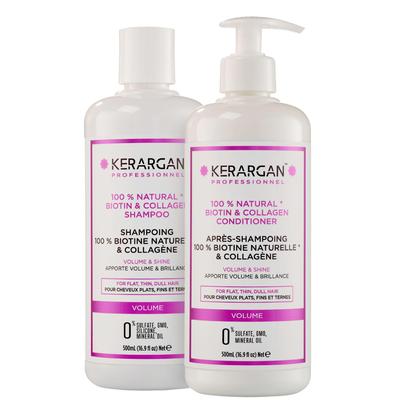 Sjampo og balsam med biotin og kollagen - Styrke og glans - Skadet hår - Sulfat, Paraben, Silikonfri - 2x500 ml