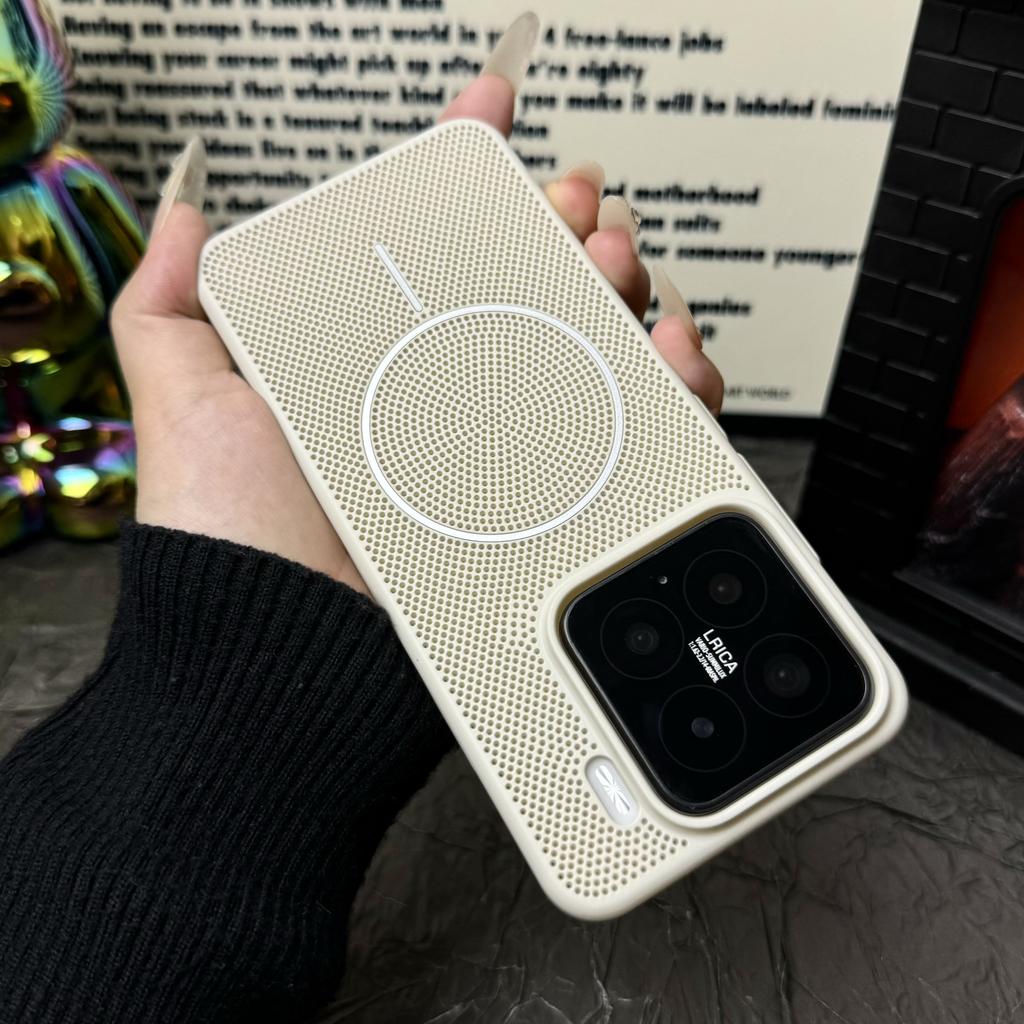 Wärmeableitendes atmungsaktives Netz-Magnet für Magsafe Hülle für Xiaomi 17 15 14 Pro Max Stoßfest Kabelloses Laden Hartschalen-Cover