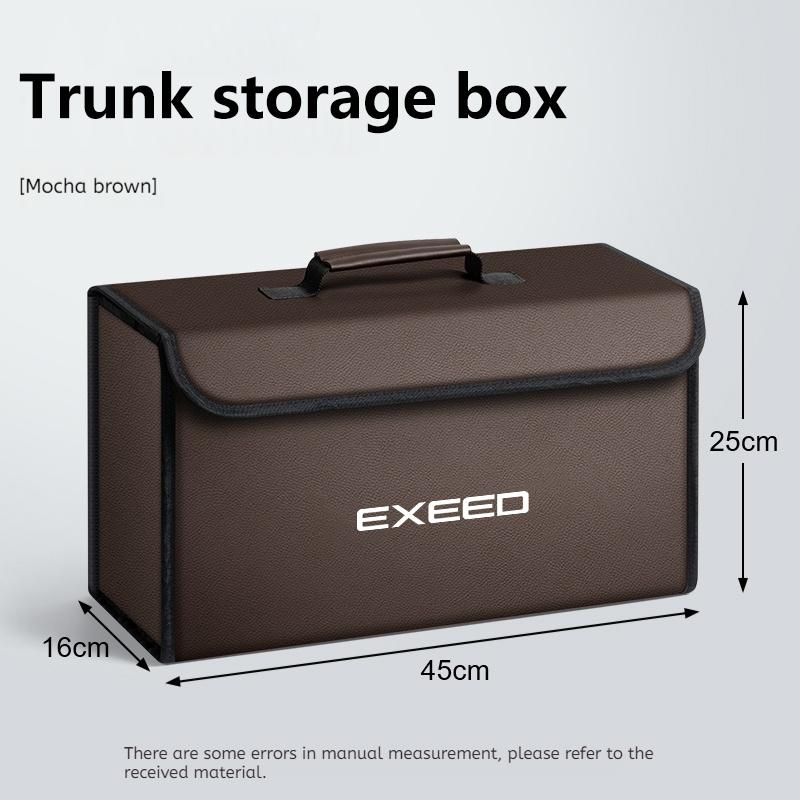 

Car Leather Trunk Storage Box Foldable Carbon Fiber Fit For EXEED EX LX VX TXL RX EXEED ET TX 2025 Car Organizer Bag Accessories коричневий