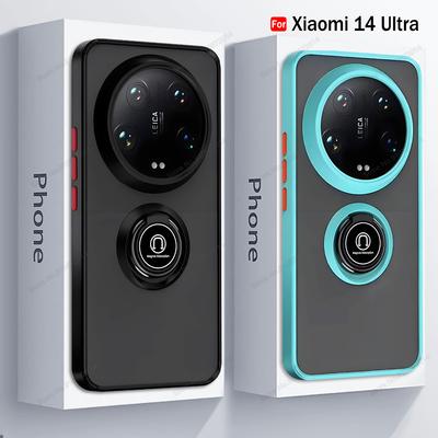 Pouzdro Pro Xiaomi 14 Ultra 14T Pro Matný Magnetický Kryt do Auta Pro Xiaomi 14T 12T 11T 10T Pro 11 12 13 Lite Prstenový Držák Telefonu Pouzdra