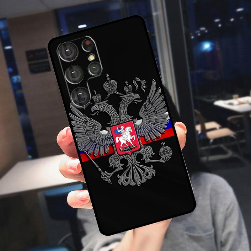 Russia Coat Of Arms Eagle Flag Cover For Samsung Galaxy S23 S24 S25 Ultra S21 S22 S20 S9 S10 Plus S21 FE S24 FE Phone Case