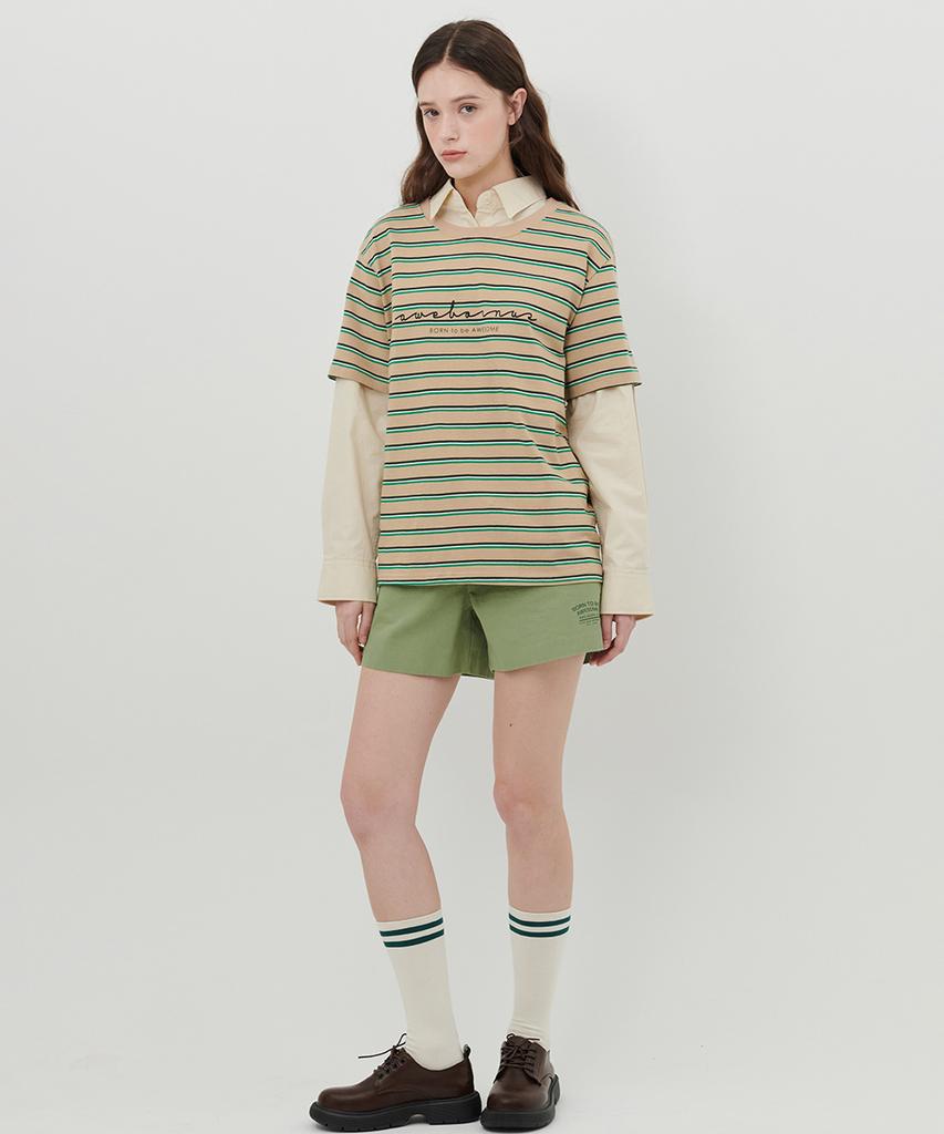 Eoboneoseu Lettering Print Shorts [Green]