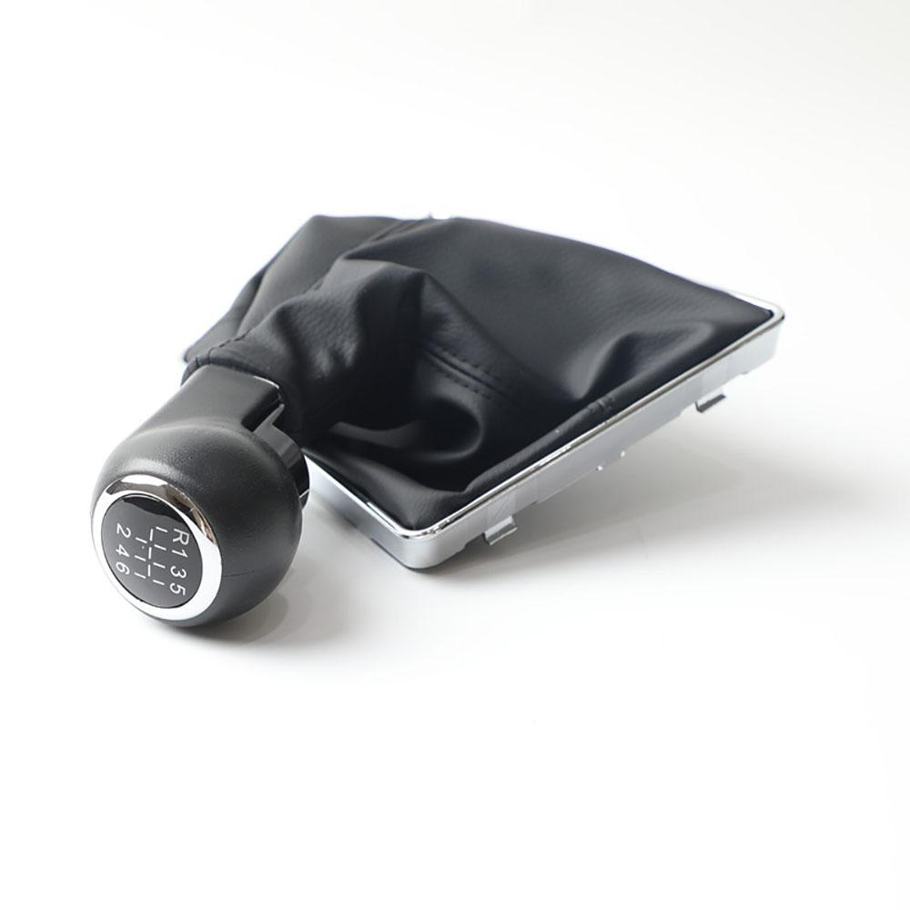 6 Speed Gear Shift Knob Gaiter Kit Fit For Opel Astra H 2005-2010 Black + Silver