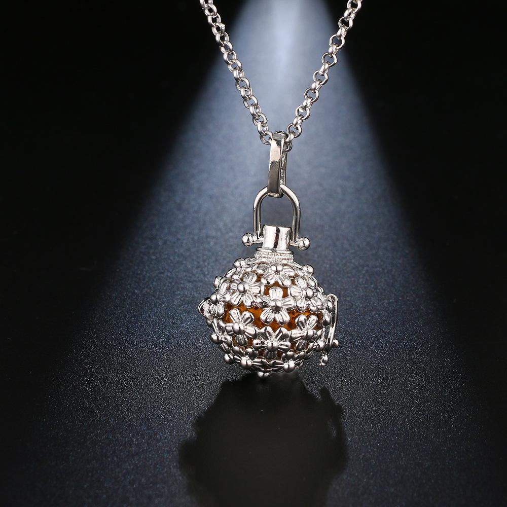 Neue Aromatherapie Ätherisches Öl Diffusor Halskette Schmuck Quadratisch Hohl Parfüm Medaillon 16MM Musik Kugel Damen Anhänger Zubehör