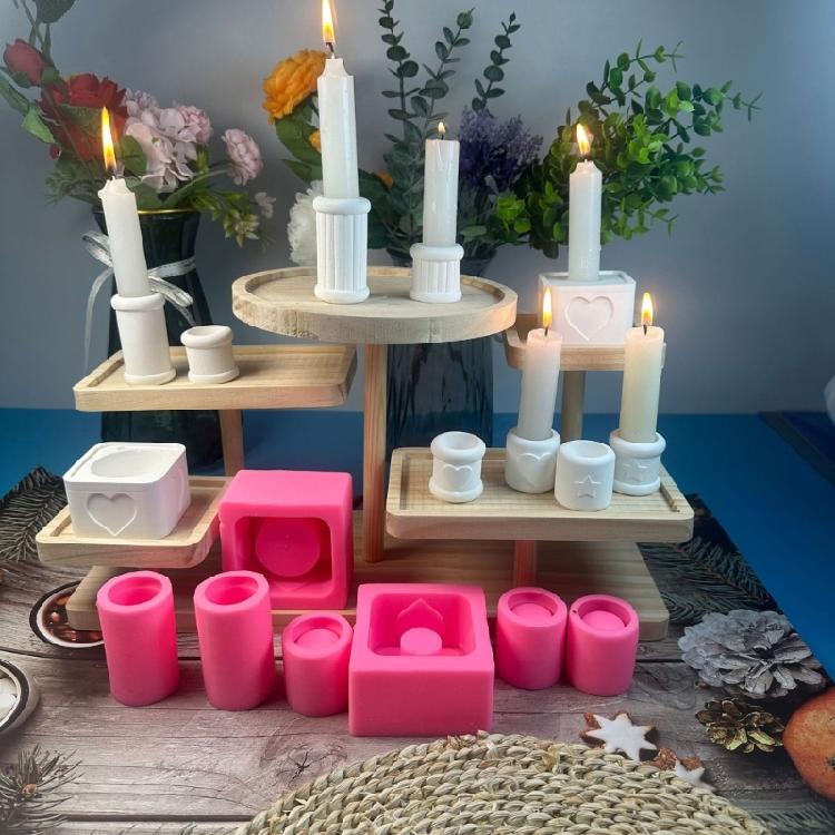 Resin Epoxy Candlestick Silicone Mold Candle Holder Mould DIY Craft Plasters Mold
