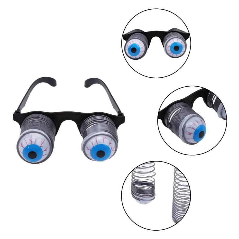 Drooping Spring Eye Ball Glasses Prank Toys Horror Halloween Costume Droopy Eye Glasses for Kids Adults Photo Booth Prop