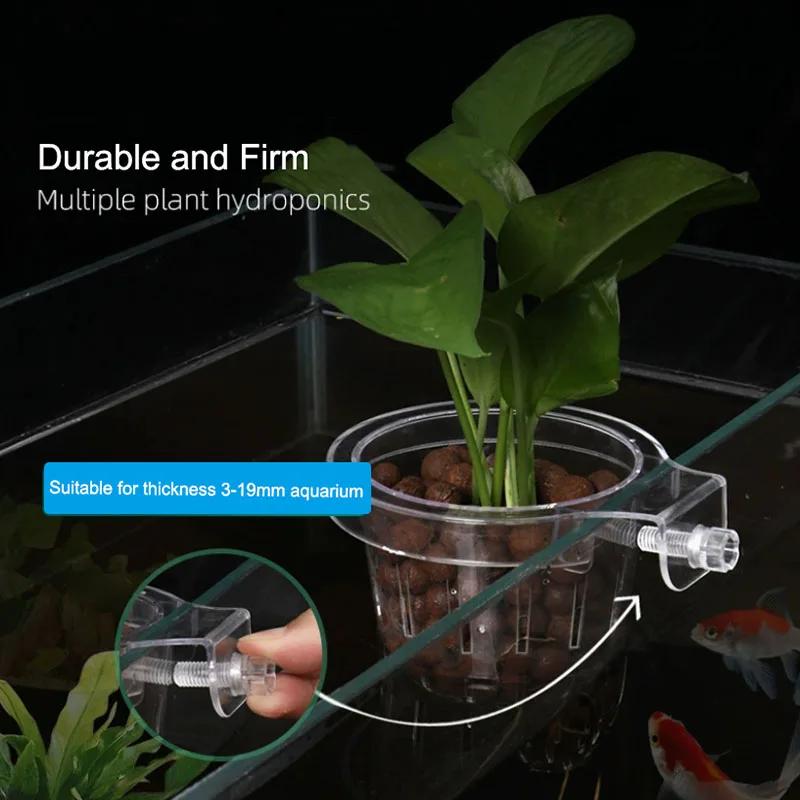Aquarium Plant Holder Hangable Fish Tank Water Grass Planting Hydroponic Plant Basket Aquarium Planter Cups Wall Mounted Decor