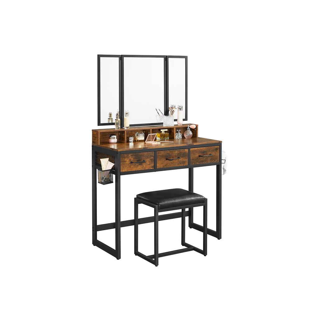 VASAGLE Kaptafel, Rustiek Bruin en Zwart